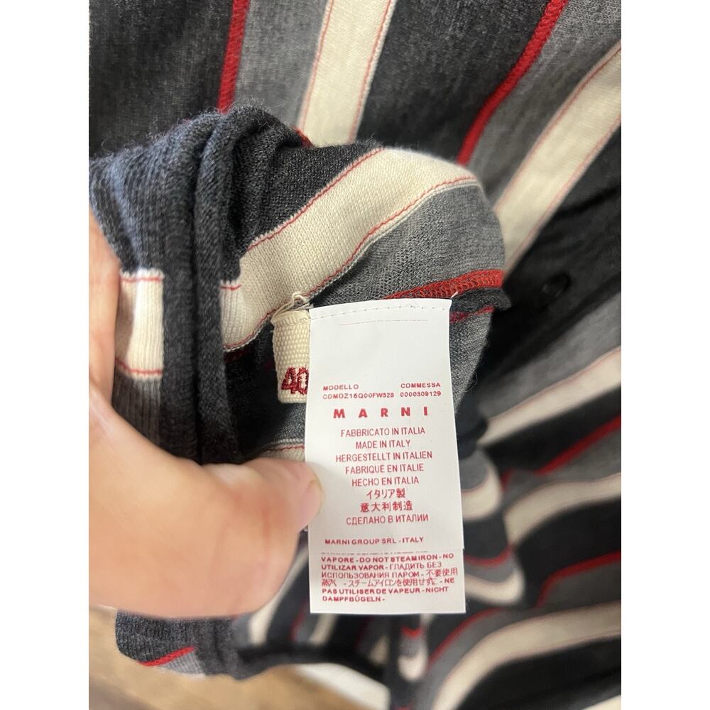Marni Small Gray Striped Wool LS Cardigan Italy Size 40 Small - Picture 3 of 6